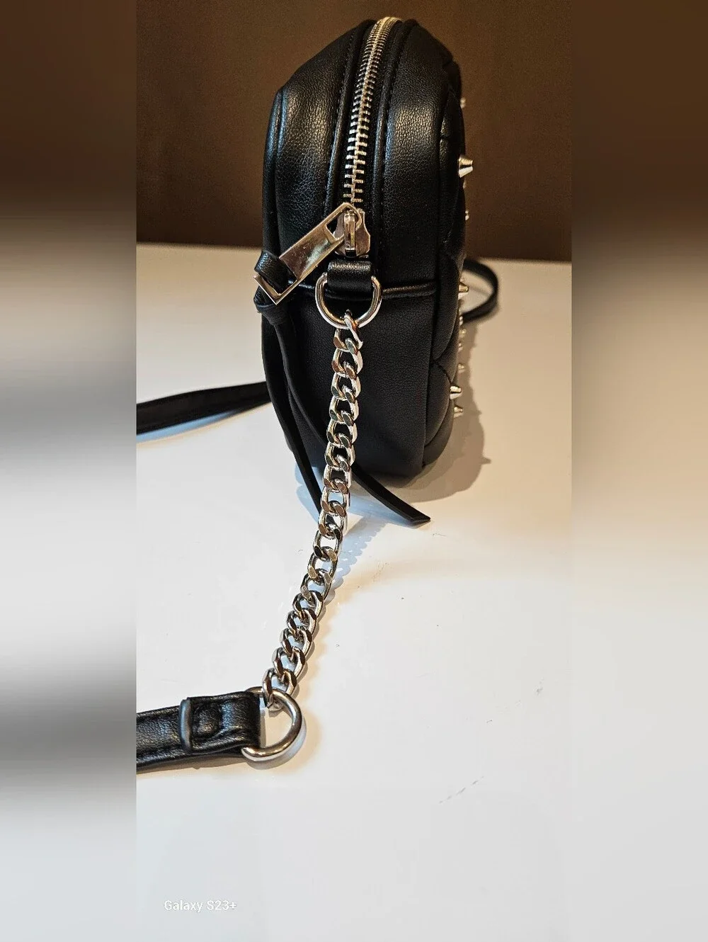 NWT Rebecca Minkoff Diamond Quilt Studded Crossbody Bag Black Silver